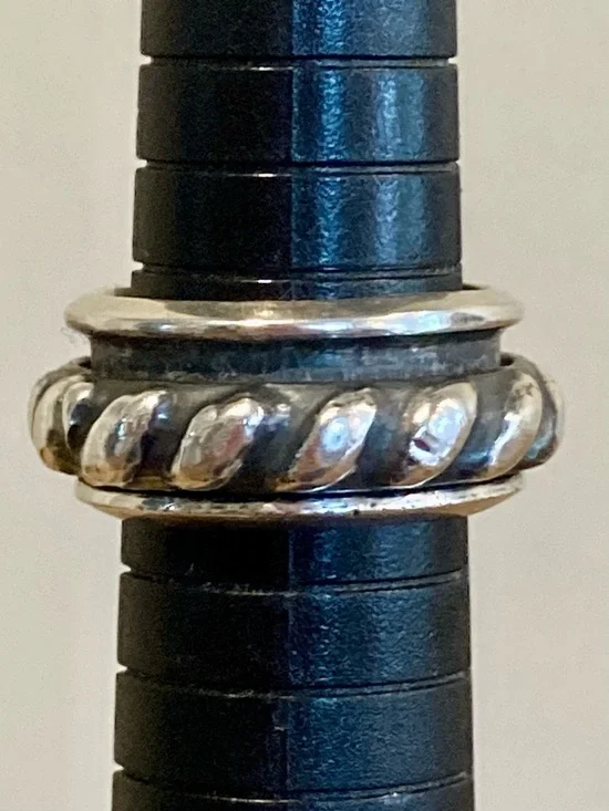 Sterling Silver 925 Mexico Rope Spinner Ring Size 7 - Picture 11 of 15